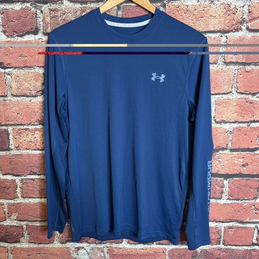 Men's Under Armour ISO-CHILL L/S Blue Pullover Shirt Tag Size S Loose heatgear